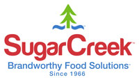 SugarCreek logo with a green tree and blue river. It states "SugarCreek Brandworthy Food Solutions Since 1966"